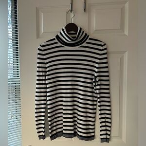 GAP Black and White Striped Turtleneck Sweater